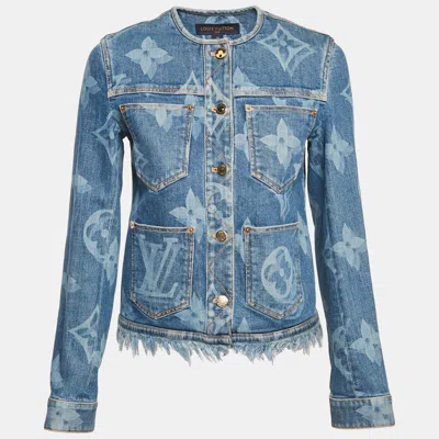 Pre-owned Louis Vuitton Blue Monogram Denim Round Neck Jacket S