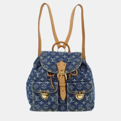 Pre-owned Louis Vuitton Blue Monogram Denim Sac A Dos Gm Backpack