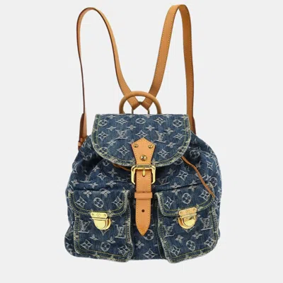 Pre-owned Louis Vuitton Blue Monogram Denim Sac A Dos Gm Backpack