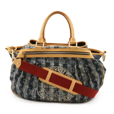 Pre-owned Louis Vuitton Blue Monogram Denim Shoulder Bag Tote Bag ()