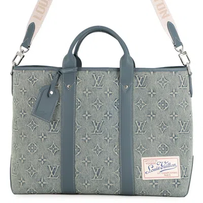 Pre-owned Louis Vuitton Blue Monogram Denim Shoulder Bag Tote Bag ()
