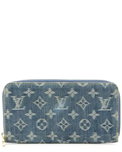 Pre-owned Louis Vuitton Blue Monogram Denim Zippy Wallet (authentic Pre-loved)