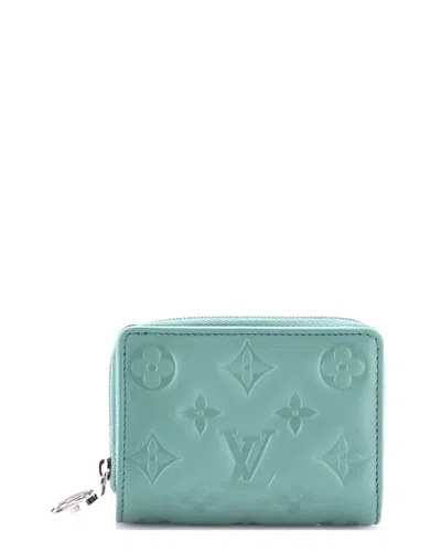 Pre-owned Louis Vuitton Blue Monogram Embossed Lambskin Coussin Lou Wallet (authentic  Pre-loved)