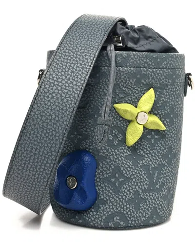 Pre-owned Louis Vuitton Blue Monogram Empreinte Leather Chalk Pouch (authentic )