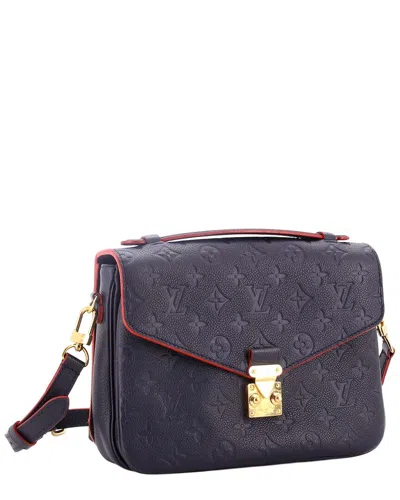 Pre-owned Louis Vuitton Blue Monogram Empreinte Leather Pochette Metis (authentic Pre-loved)