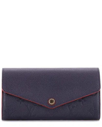 Pre-owned Louis Vuitton Blue Monogram Empreinte Leather Sarah Wallet Nm (authentic Pre-  Loved)