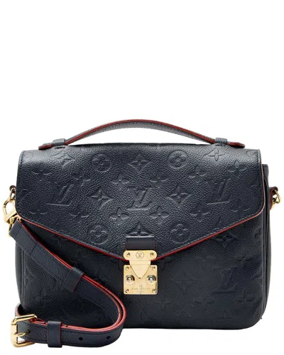 Pre-owned Louis Vuitton Blue Monogram Empreinte Pochette Metis (authentic Pre-loved)