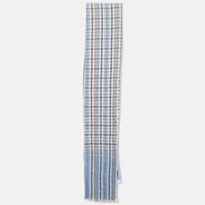 Pre-owned Louis Vuitton Blue Monogram Madras Etoile Cotton Stole