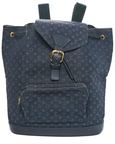 Pre-owned Louis Vuitton Blue Monogram Mini Lin Canvas Mini Montsouris Gm Backpack  (authentic Pre-loved)