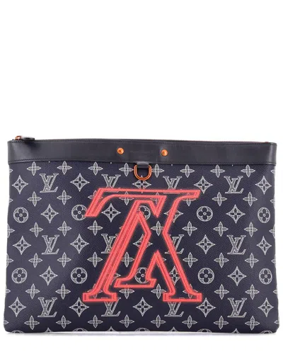 Pre-owned Louis Vuitton Blue Monogram Pochette Apollo Limited Edition Upside Down Ink Gm  (authentic Pre-loved