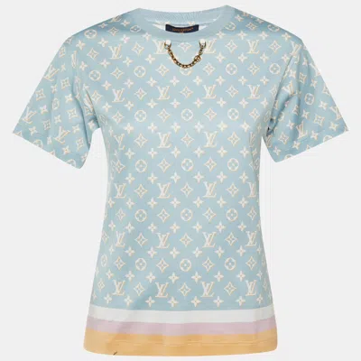 Pre-owned Louis Vuitton Blue Monogram Print Cotton Crew Neck T-shirt Xxs