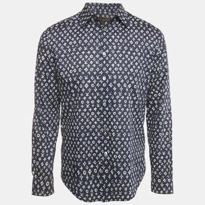 Pre-owned Louis Vuitton Blue Monogram Print Cotton Regular Fit Shirt M
