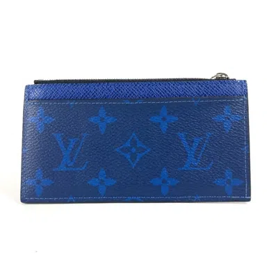Pre-owned Louis Vuitton Blue Monogram Taiga Leather Monogram Card Case () In Multi