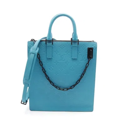 Pre-owned Louis Vuitton Blue Monogram Turquoise Monogram Leather Tote Bag ()