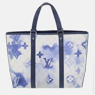 Pre-owned Louis Vuitton Blue Monogram Watercolor Weekend Tote Pm Handbag