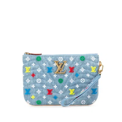 Pre-owned Louis Vuitton Blue Multi-color Denim Leather Pochette Shoulder Bag ()