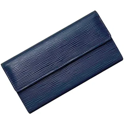 Pre-owned Louis Vuitton Blue Myrtille Epi Leather Long Wallet (bi-fold) ()
