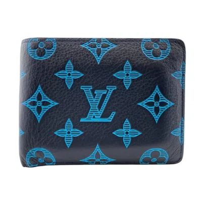 Pre-owned Louis Vuitton Blue Navy Leather Wallet (bi-fold) ()