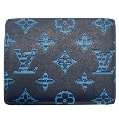 Pre-owned Louis Vuitton Blue Navy Monogram Shadow Bill Wallet (bi-fold) ()