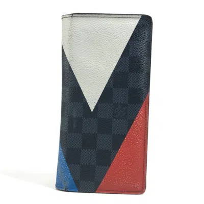 Pre-owned Louis Vuitton Blue Navy Red Color White Long Wallet (bi-fold) ()