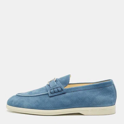 Pre-owned Louis Vuitton Blue Nubuck Leather Estate Loafers Size 43