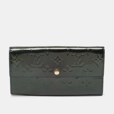 Pre-owned Louis Vuitton Blue Nuit Monogram Vernis Sarah Wallet