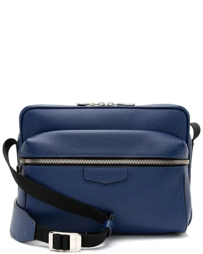 Pre-owned Louis Vuitton Blue Nylon & Taiga Leather Outdoor Messenger (authentic Pre-  Loved)