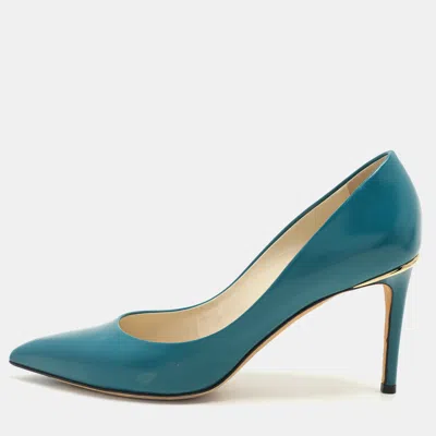 Pre-owned Louis Vuitton Blue Patent Leather Eyeline Pointed Toe Pumps Size 39