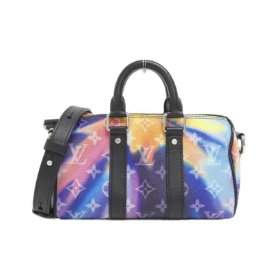 Pre-owned Louis Vuitton Blue Pink Coated Canvas Boston Bag Handbag ()