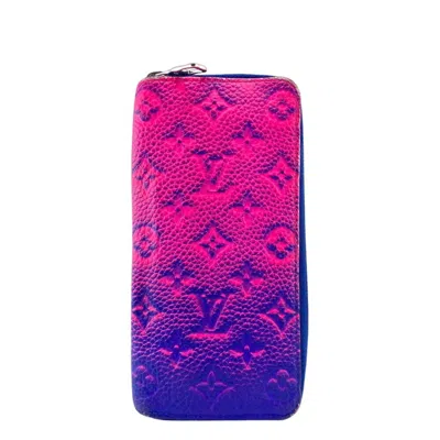 Pre-owned Louis Vuitton Blue Pink Monogram Long Wallet (bi-fold) ()