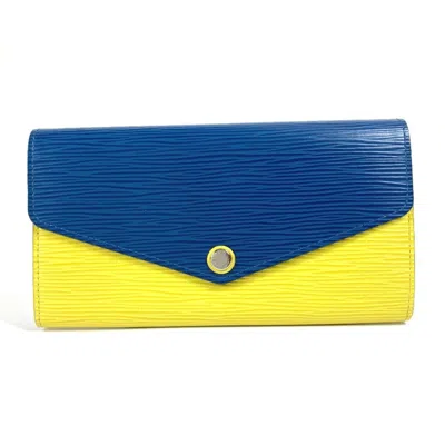 Pre-owned Louis Vuitton Blue Pistache Saphir Yellow Epi Leather Long Wallet (bi-fold) ()