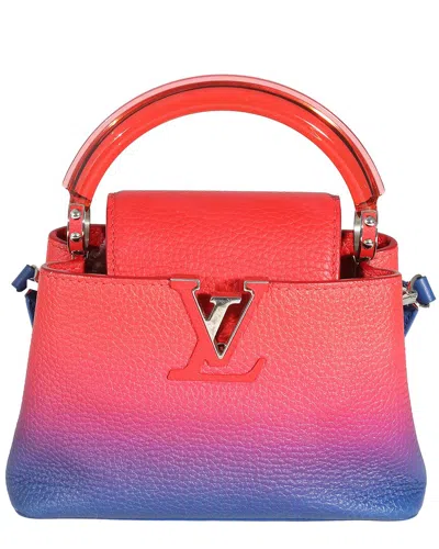 Pre-owned Louis Vuitton Blue, Red Taurillon Ombre Mini Capucines (authentic Pre-loved)