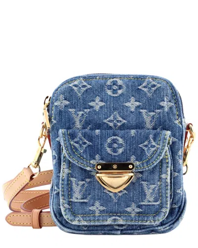 Pre-owned Louis Vuitton Blue Remix Monogram Denim Fairfax Pochette (authentic Pre-loved)