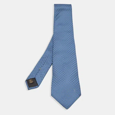 Pre-owned Louis Vuitton Blue Silk Damier Classic Tie