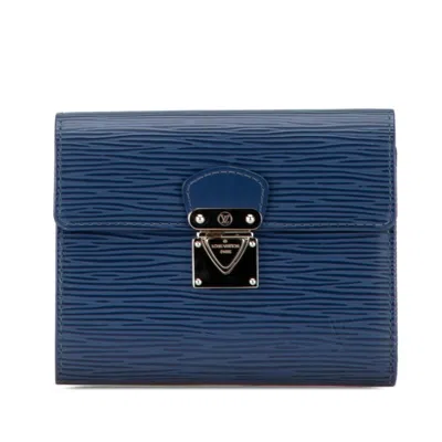 Pre-owned Louis Vuitton Blue Silver Leather Wallet (tri-fold) () In Blue, Silver