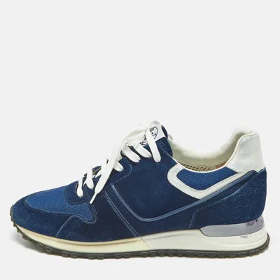 Pre-owned Louis Vuitton Blue Suede And Mesh Run Away Lace Up Sneakers Size 38