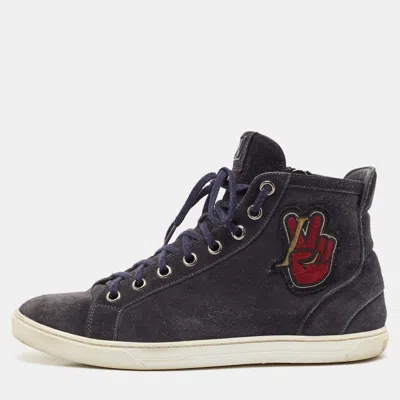 Pre-owned Louis Vuitton Blue Suede High Top Sneakers Size 42