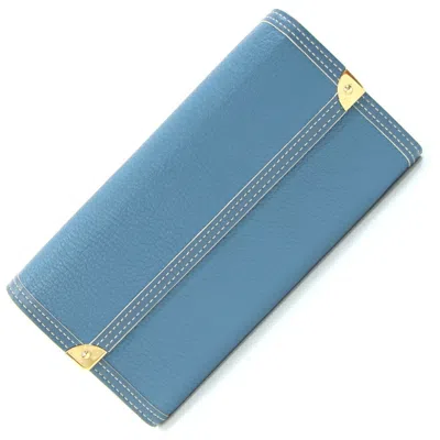 Pre-owned Louis Vuitton Blue Suhali Leather Long Wallet (tri-fold) ()