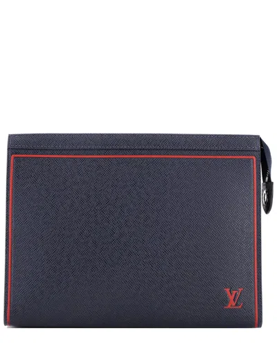 Pre-owned Louis Vuitton Blue Taiga Leather Pochette Voyage Mm (authentic Pre-loved)