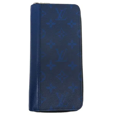 Pre-owned Louis Vuitton Blue Taigarama Long Wallet (bi-fold) ()