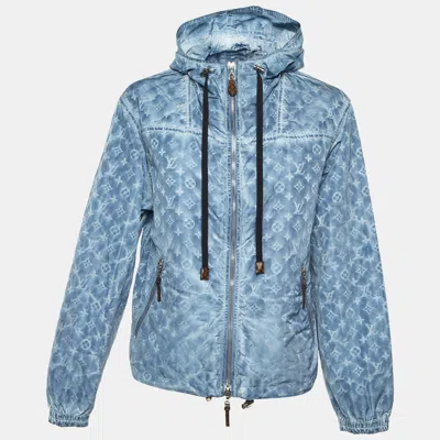 Pre-owned Louis Vuitton Blue Tie Dye Monogram Silk Blend Hooded Jacket S