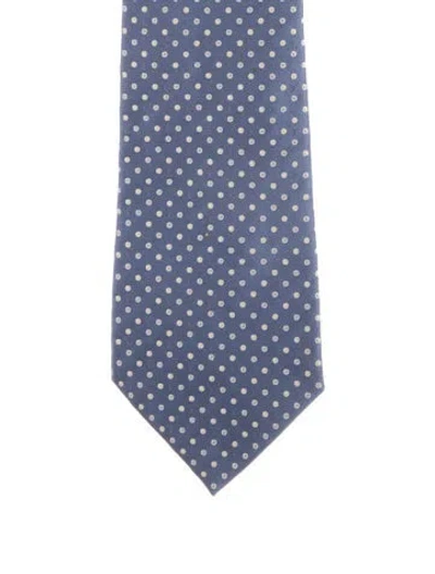 Pre-owned Louis Vuitton Blue Tie With White Polka Dots