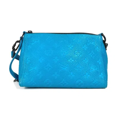 Pre-owned Louis Vuitton Blue Turquoise Monogram Empreinte Pochette Shoulder Bag ()