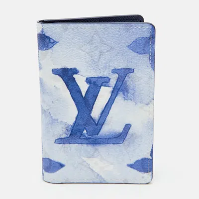 Pre-owned Louis Vuitton Blue Watercolor Monogram Canvas Pocket Organizer Wallet