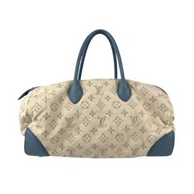 Pre-owned Louis Vuitton Blue White Canvas Leather Handbag Shoulder Bag ()