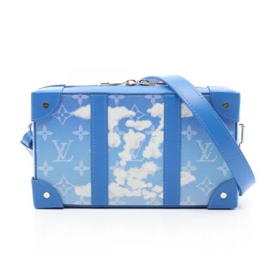 Pre-owned Louis Vuitton Blue White Coated Canvas Leather Shoulder Bag ()