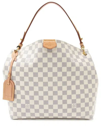 Pre-owned Louis Vuitton Blue, White Damier Azur Coated Canvas Graceful Pm Hobo (authentic Pre-loved)