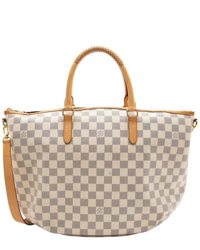 Pre-owned Louis Vuitton Blue, White Damier Azur Coated Canvas, Leather Riviera Mm  (authentic Pre-loved)