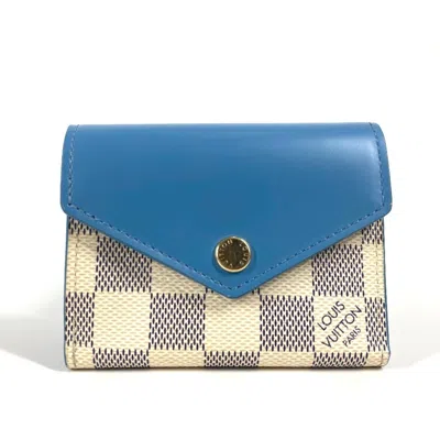 Pre-owned Louis Vuitton Blue White Damier Azur Wallet (tri-fold) () In Multi