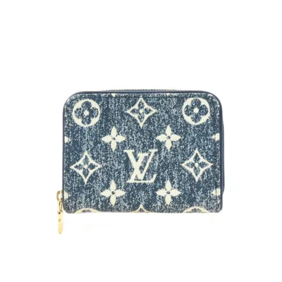 Pre-owned Louis Vuitton Blue White Denim Coin Purse/coin Case () In Multi